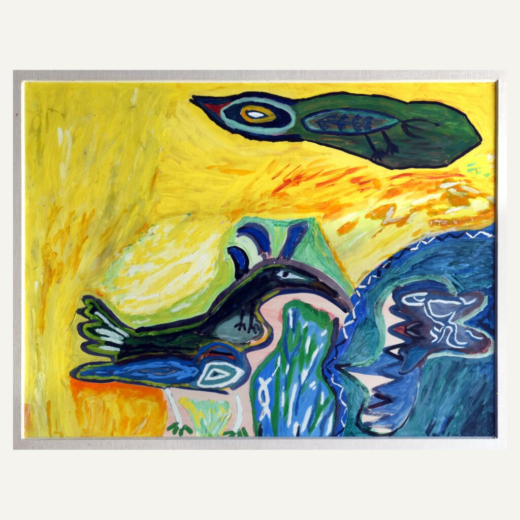 Deux oiseaux et un visage